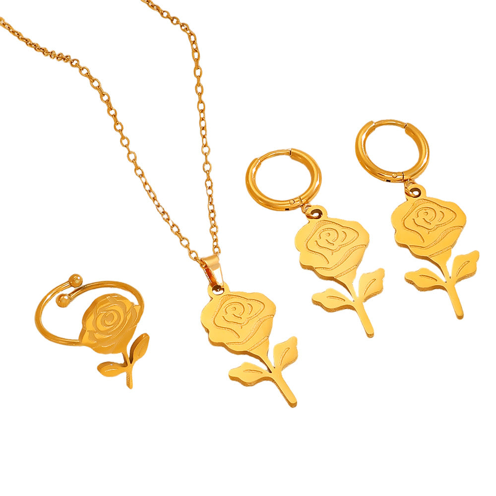 Wholesale Elegant Rose 3D Pendant Clavicle Necklace